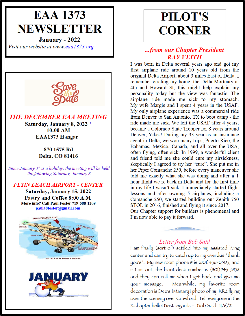 EAA1373 Newsletter - December 2021