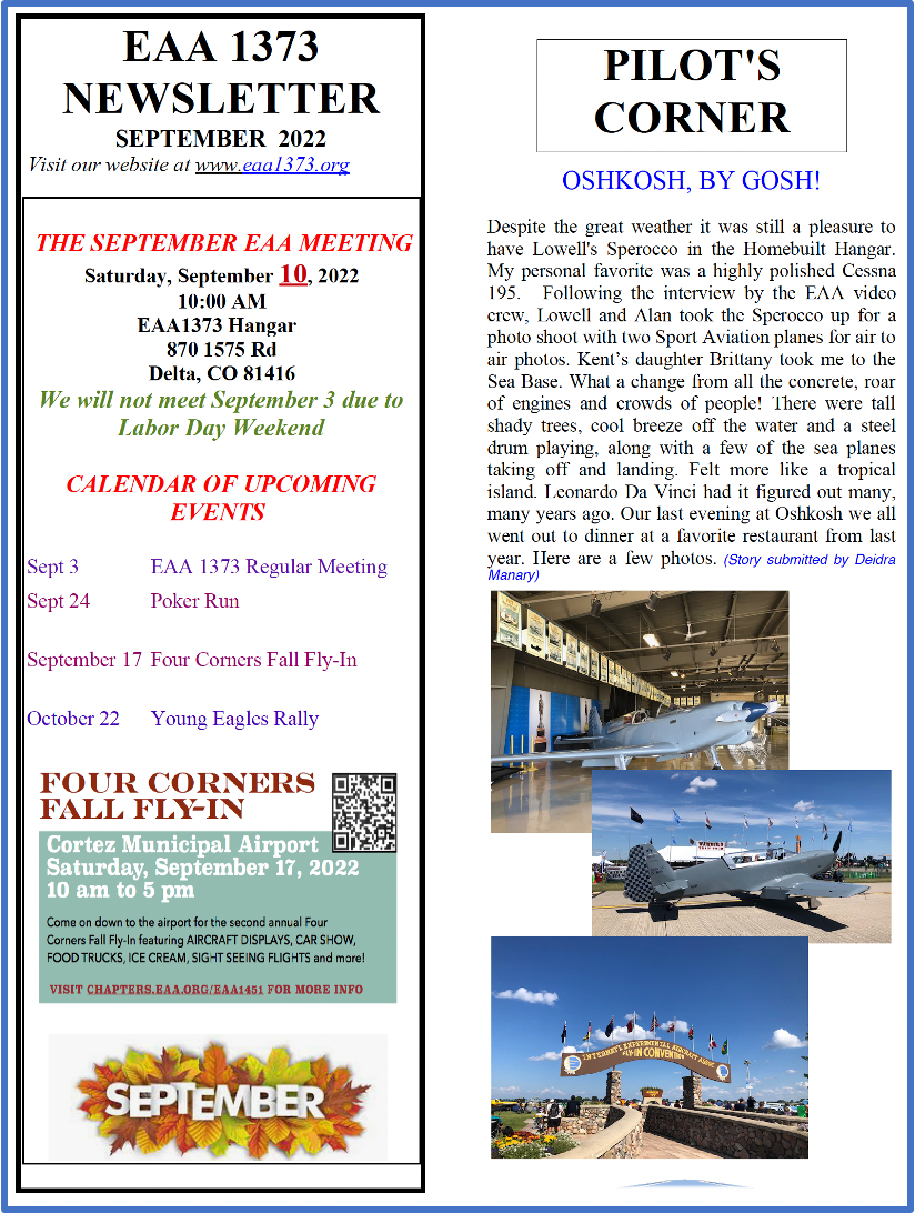 EAA1373 Newsletter - September 2022