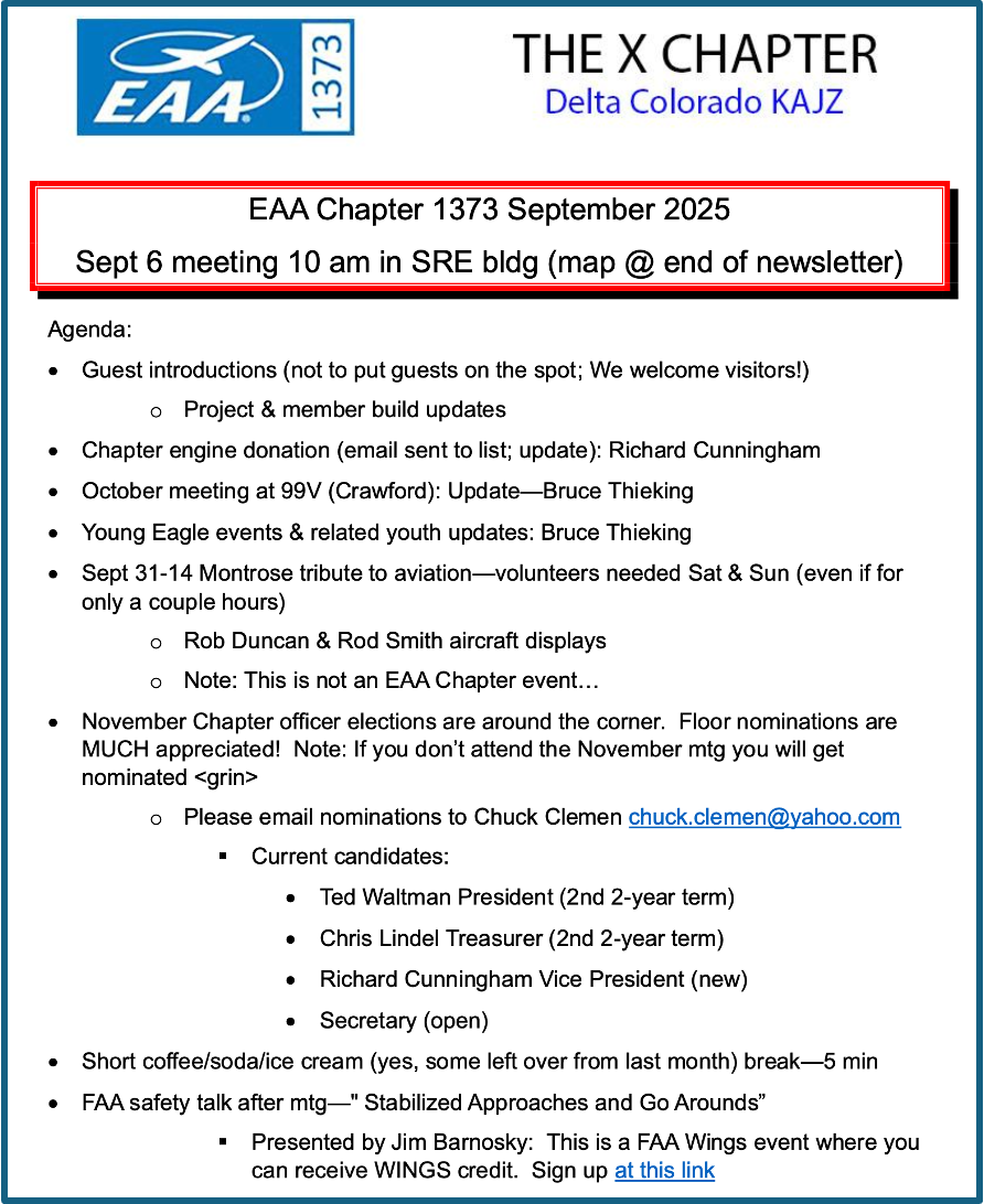 EAA1373 Newsletter - September 2025
